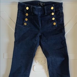 Ann Taylor skinny sailor button dark wash denim jeans size 00P